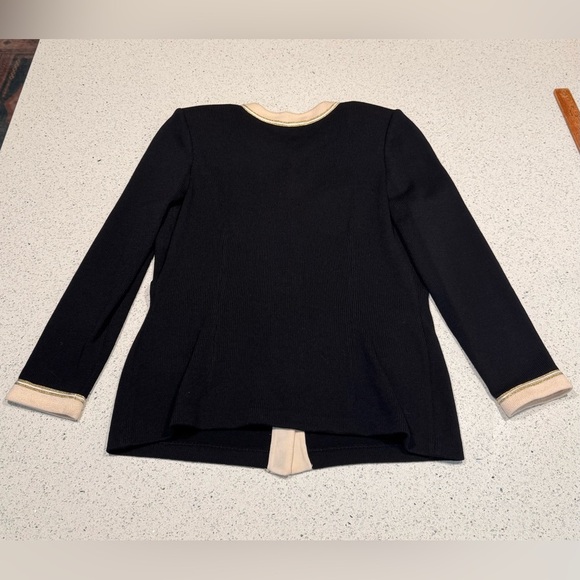 St. John Santana Knit Sweater Blazer | Preppy Classic | Gold Black Cream - Picture 4 of 4